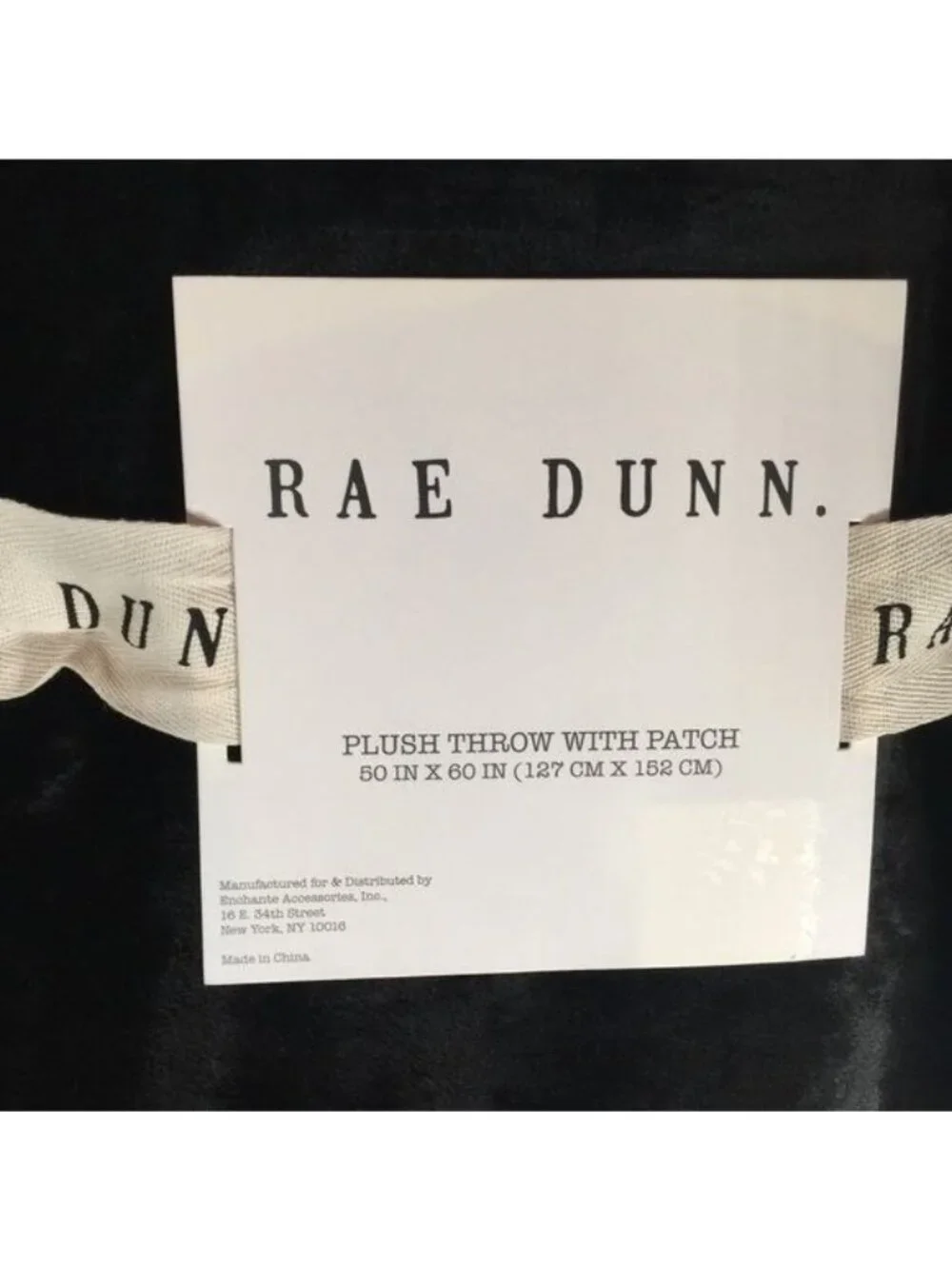 Rae Dunn Black Plush BOO Throw 50” x 60”